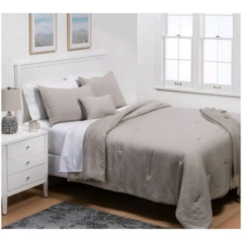 NEW Threshold Full / Queen 5pc Hollins Solid Comforter Set Gray‎